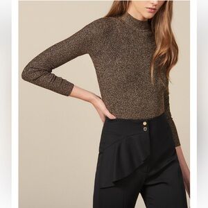 Sandro Lurex ribbed knit sweater Shimmering Gold Knit Sweater